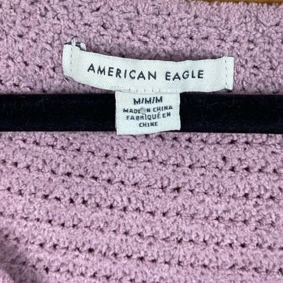American Eagle Wm’s Sz Med Pink Chenille Soft V Neck Oversized Sweater - Picture 5 of 6